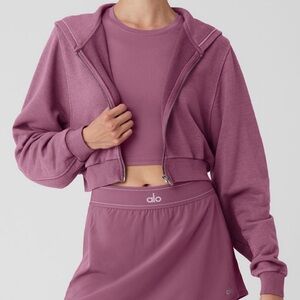 ALO Yoga Mauve Cropped Zip Hoodie